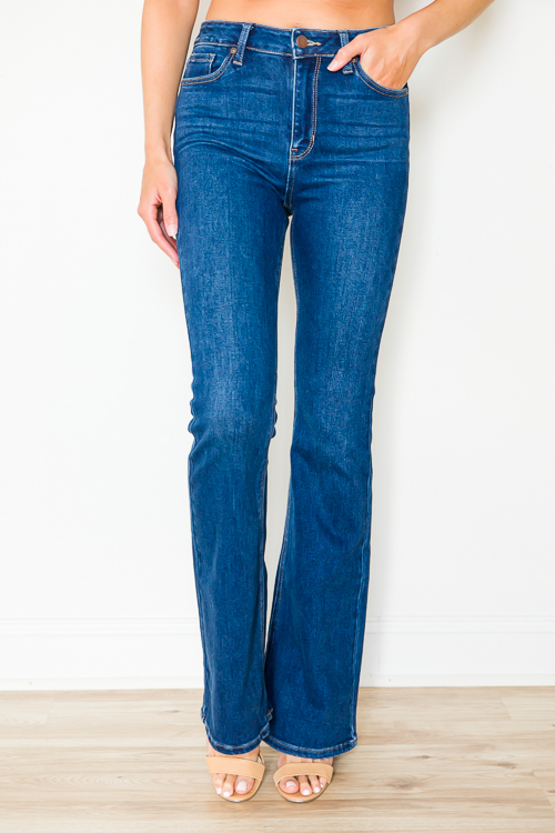 High Rise Flare Jeans, Dark